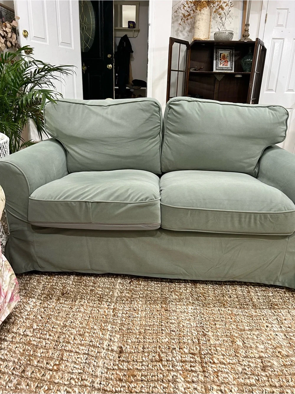 UPPLAND Sage Green Loveseat Slipcovered by IKEA